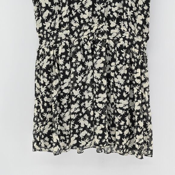 MAISON SCOTCH Dress Womens Size 4 Floral Mini Black Tropical Print Smocked NEW - Picture 4 of 14
